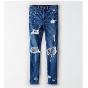 AMERICAN Eagle Destructed High Rise Jegging with Next Level Stretch Medium Wash